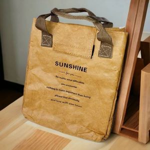 Brown Paper Lunch Bag Oil Coated Fabric Silver Insulated
Protects Cold / Hot Dou
